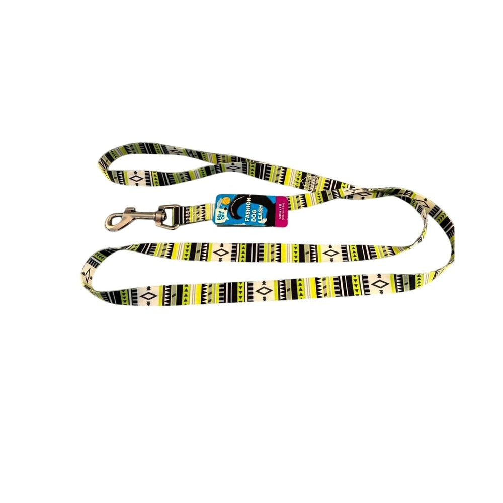 Play On Dog Leash XS/S Multicolor Geometric Tribal Boho Print 4ft x 5/8in
